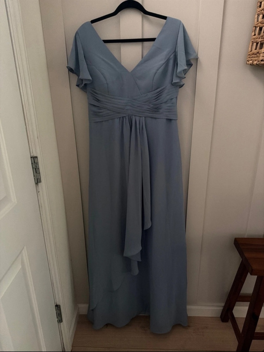 JJs House Light Blue V-Neck Flutter Sleeve Maxi Dress
